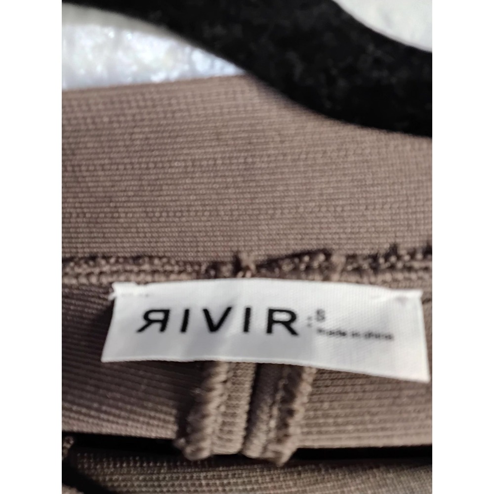 RIVIR Brown Bandage Flare Pants Rhinestone Mesh Side Panel Bell Bottom Mocha(64) - Picture 5 of 7